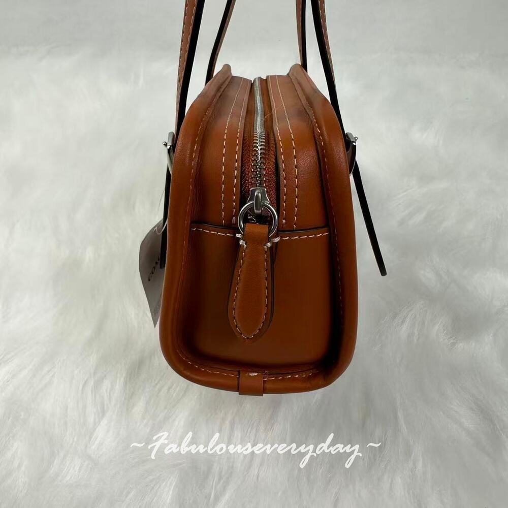 Coach Swing Zip Bag 20 Crystal Signature Jacquard Silver/Burnished Amber CBH53 - Picture 6 of 10